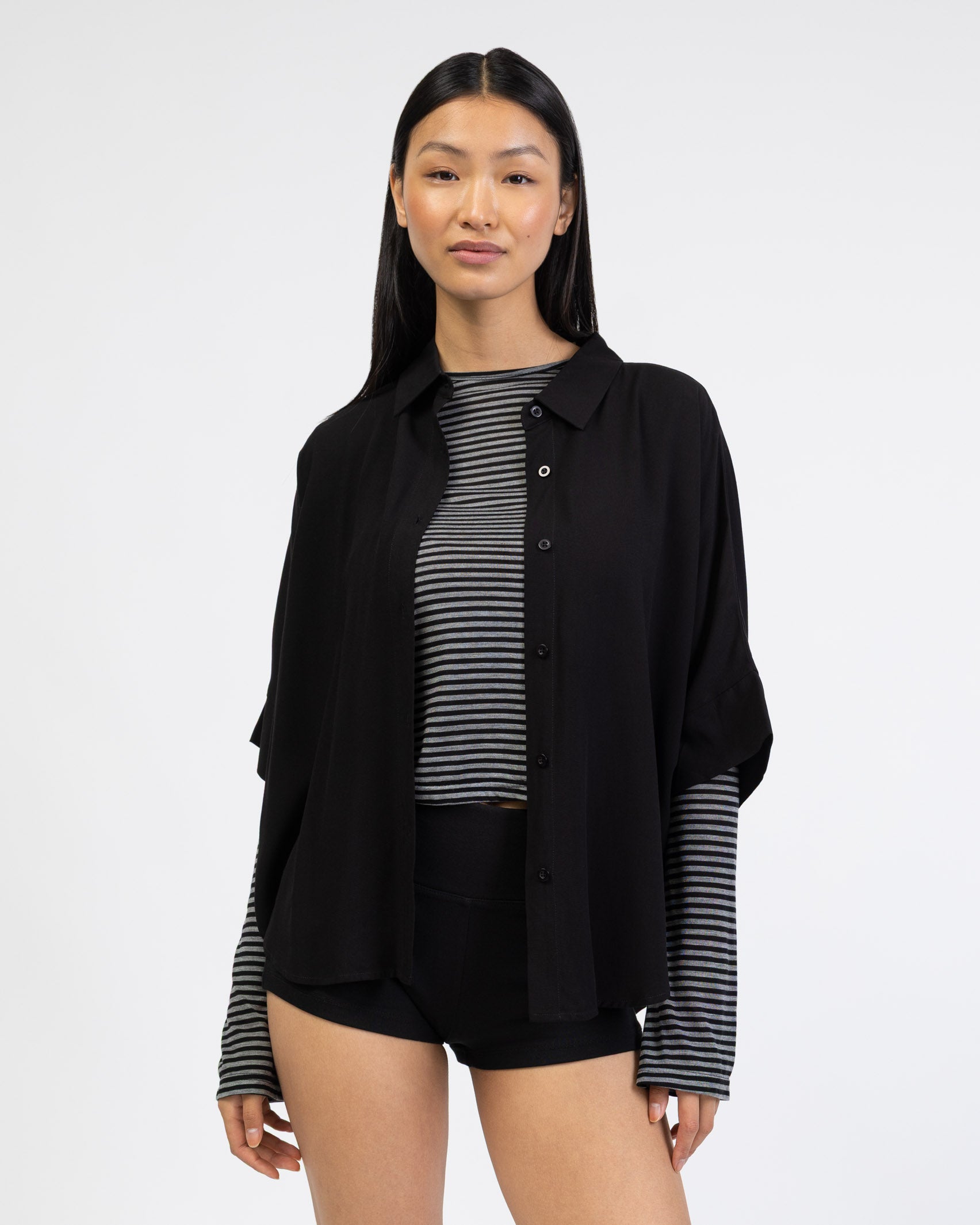 Weite Kurzarm Bluse