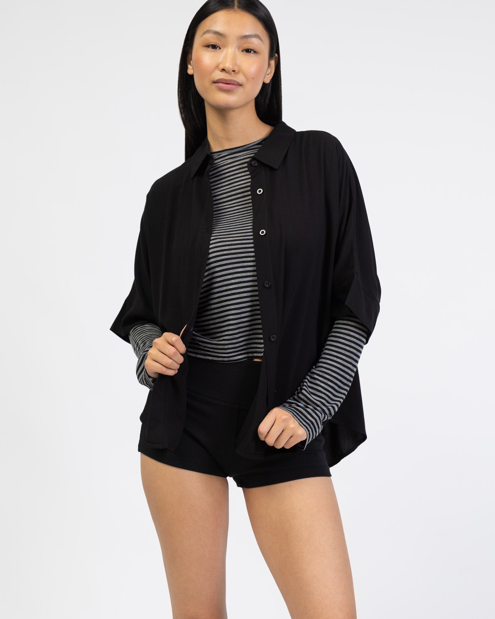 Weite Kurzarm Bluse