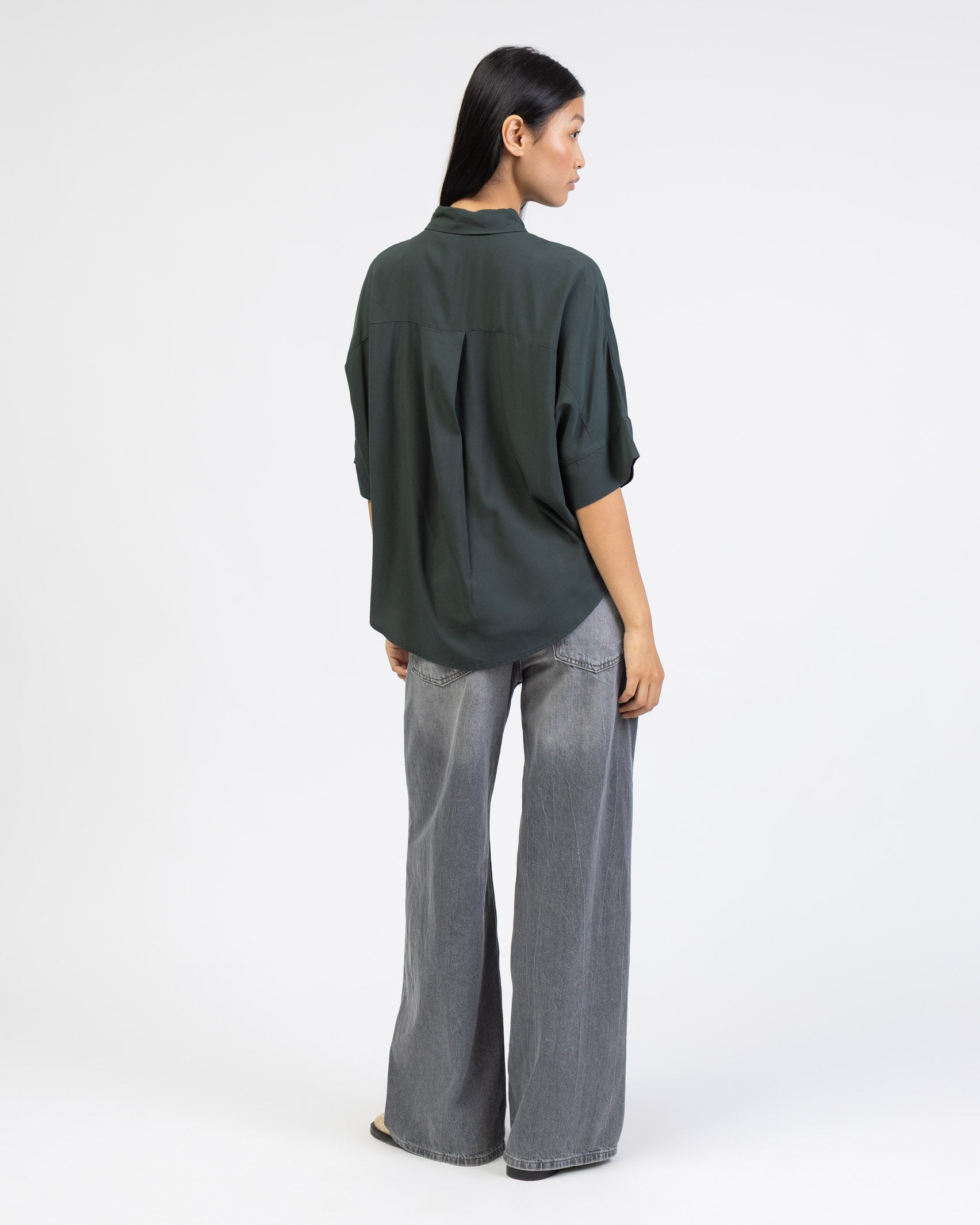 Weite Kurzarm Bluse