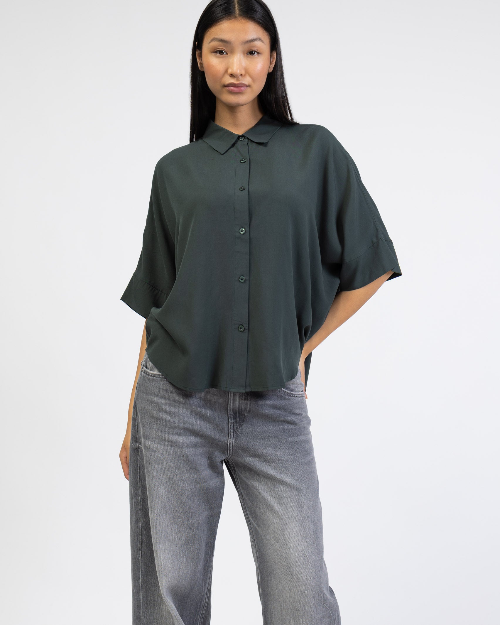 Weite Kurzarm Bluse