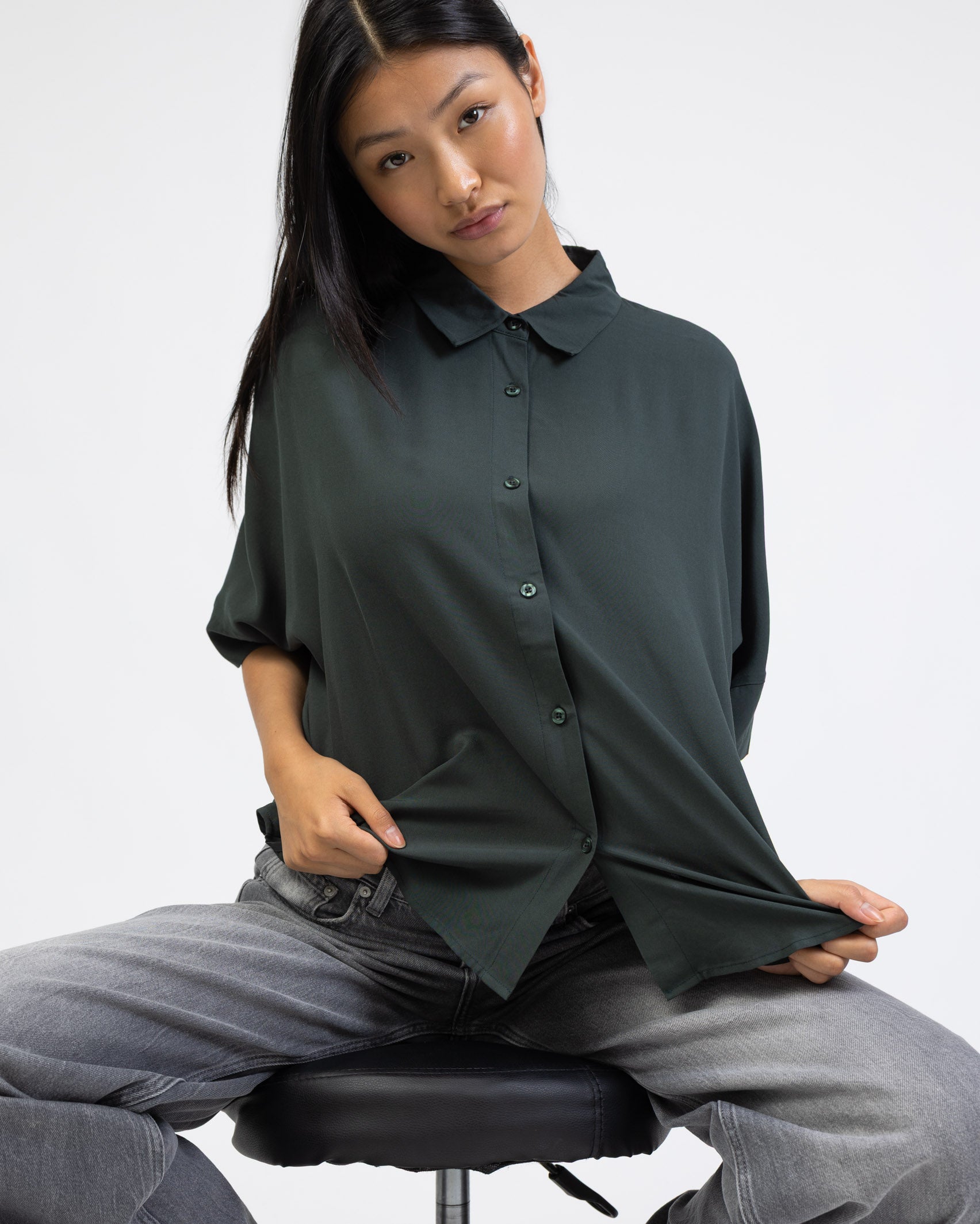 Weite Kurzarm Bluse
