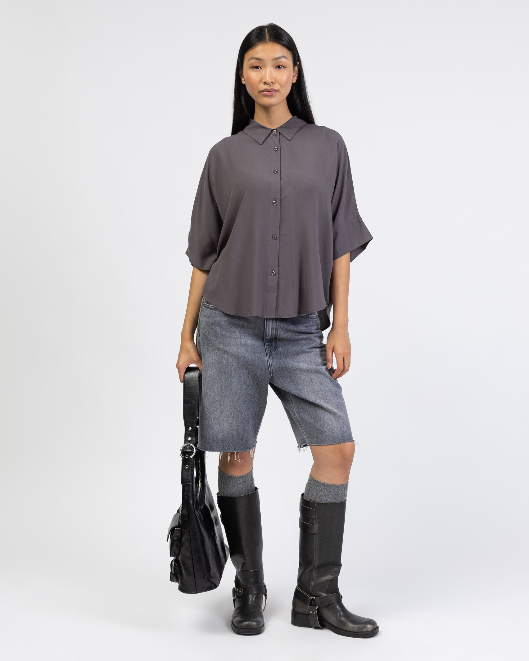 Weite Kurzarm Bluse