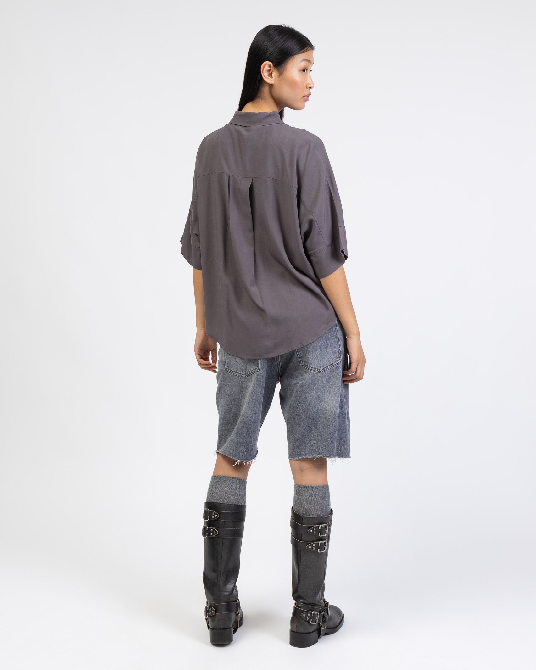 Weite Kurzarm Bluse