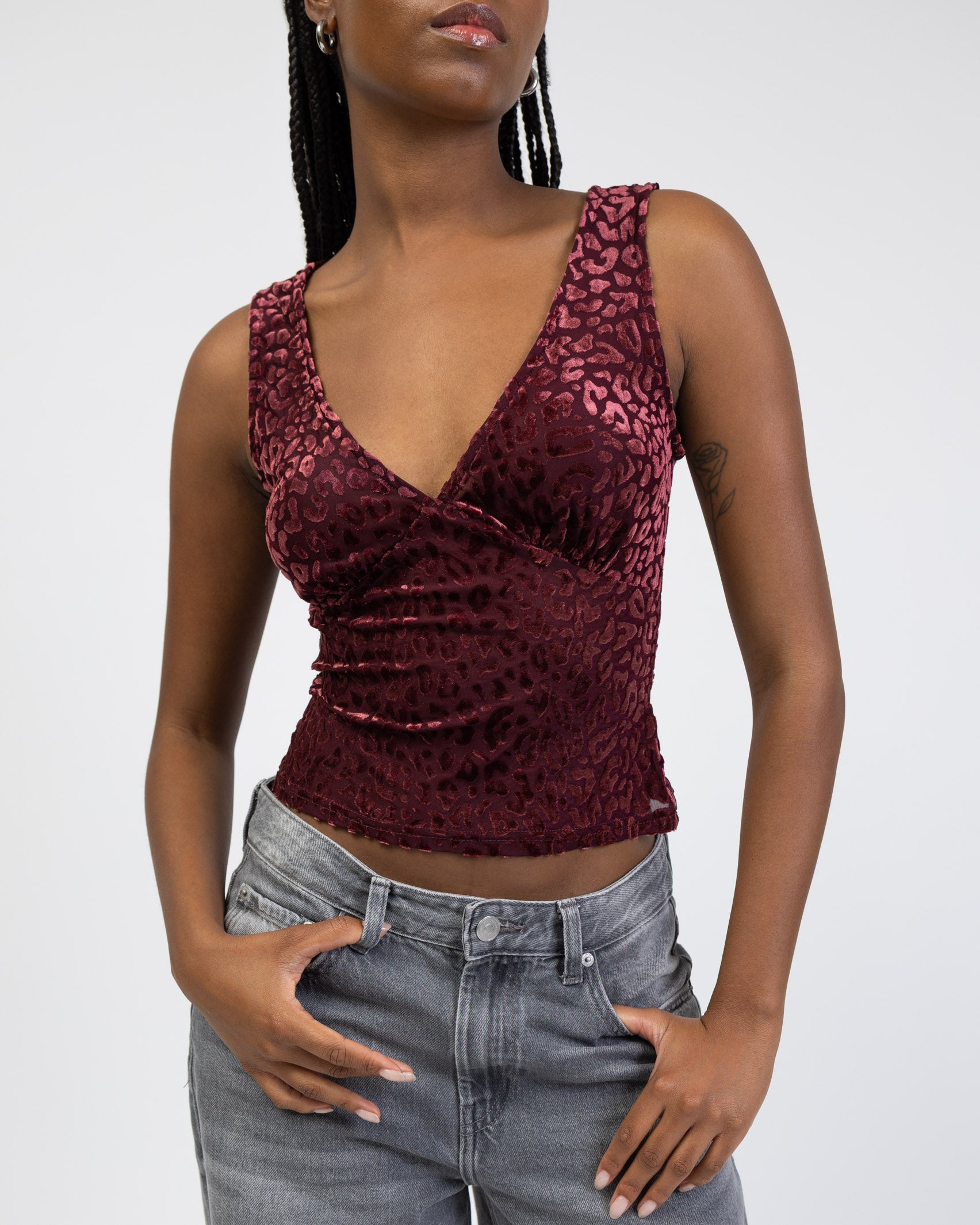Top mit Samt Animalprint