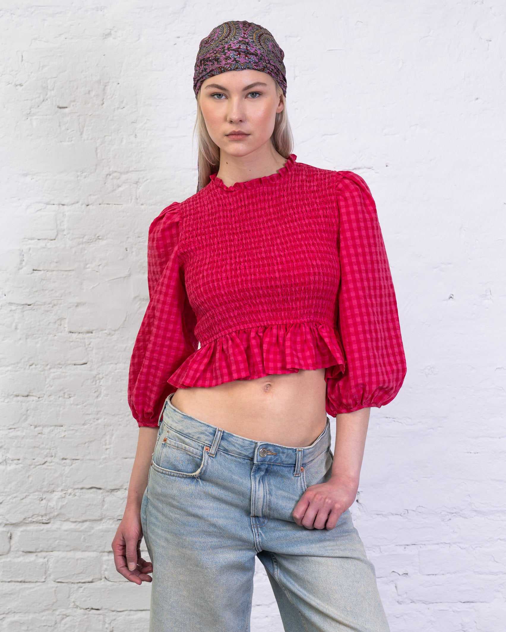 Crop Bluse mit Peplum
