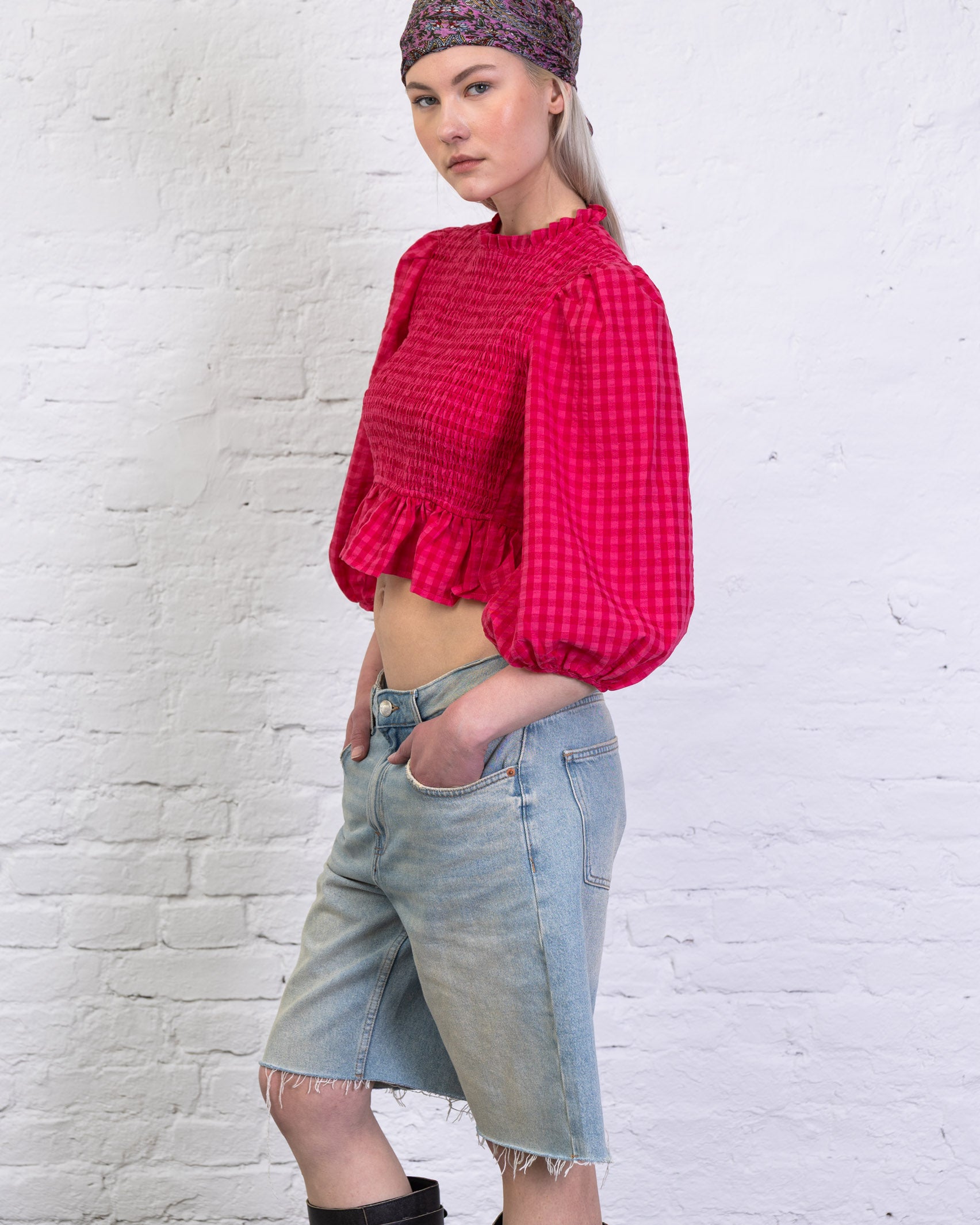 Crop Bluse mit Peplum