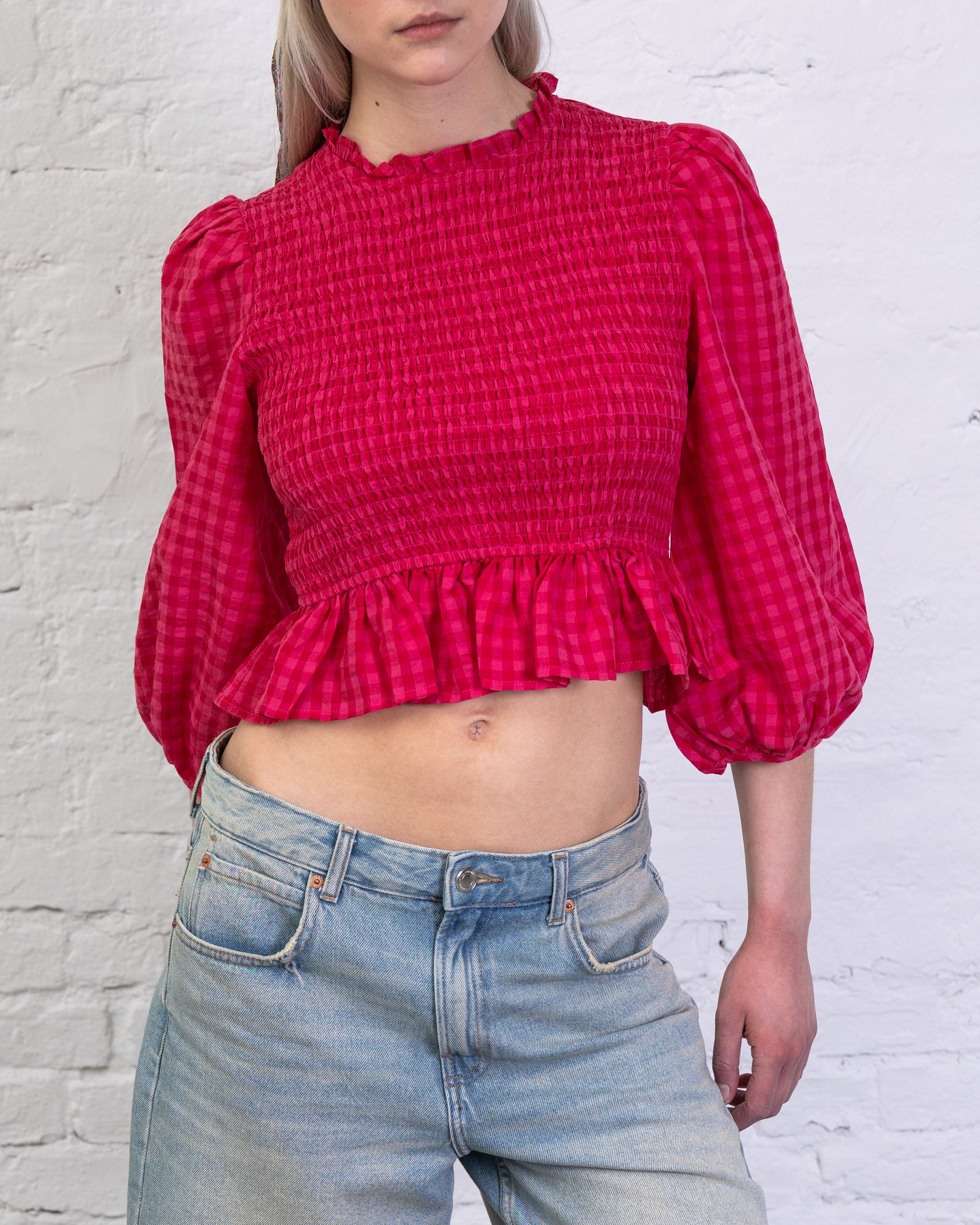 Crop Bluse mit Peplum