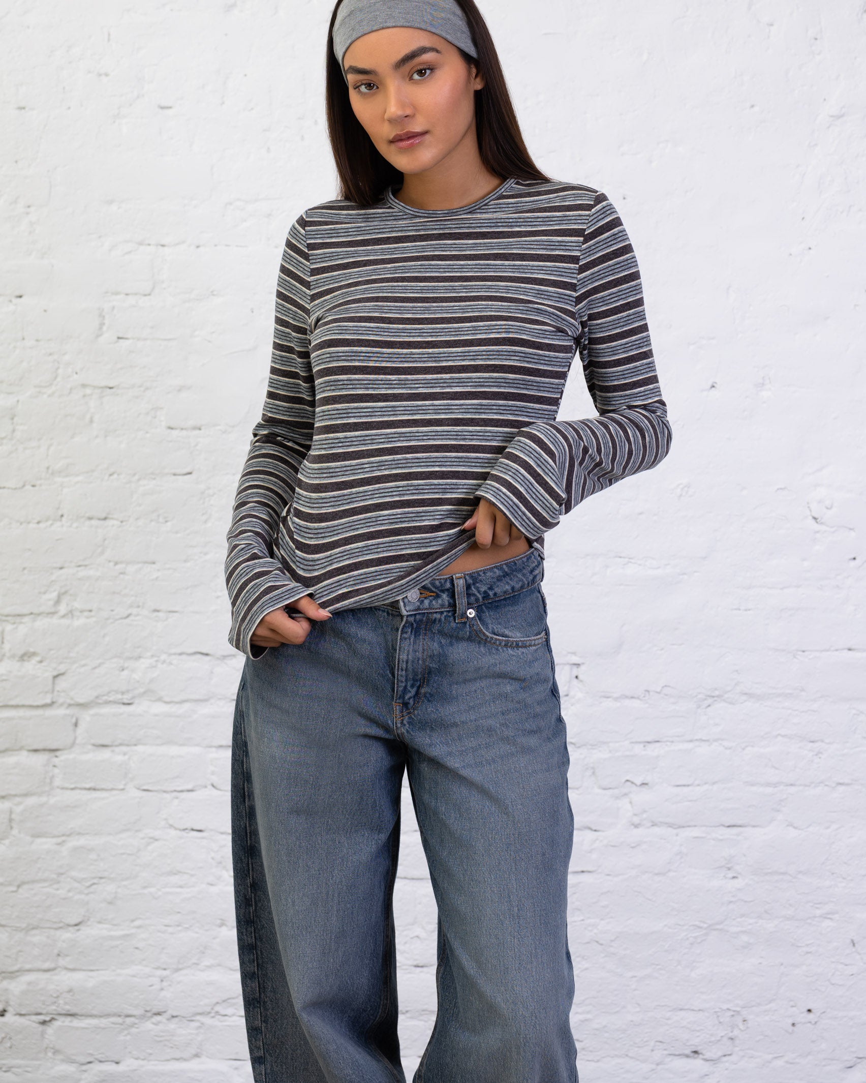 Langarmshirt mit Streifenmix