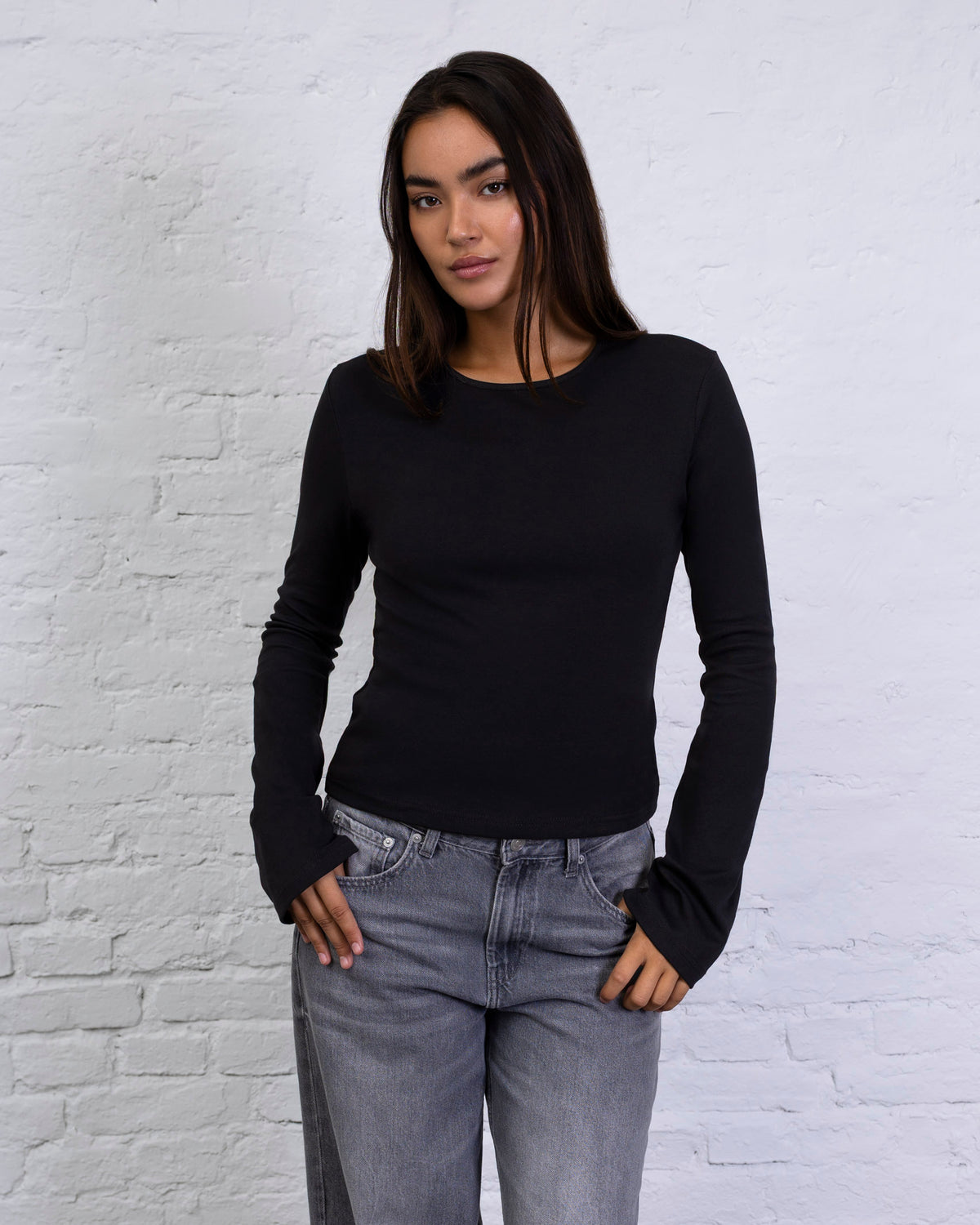 Langarmshirt mit Trompetenärmeln