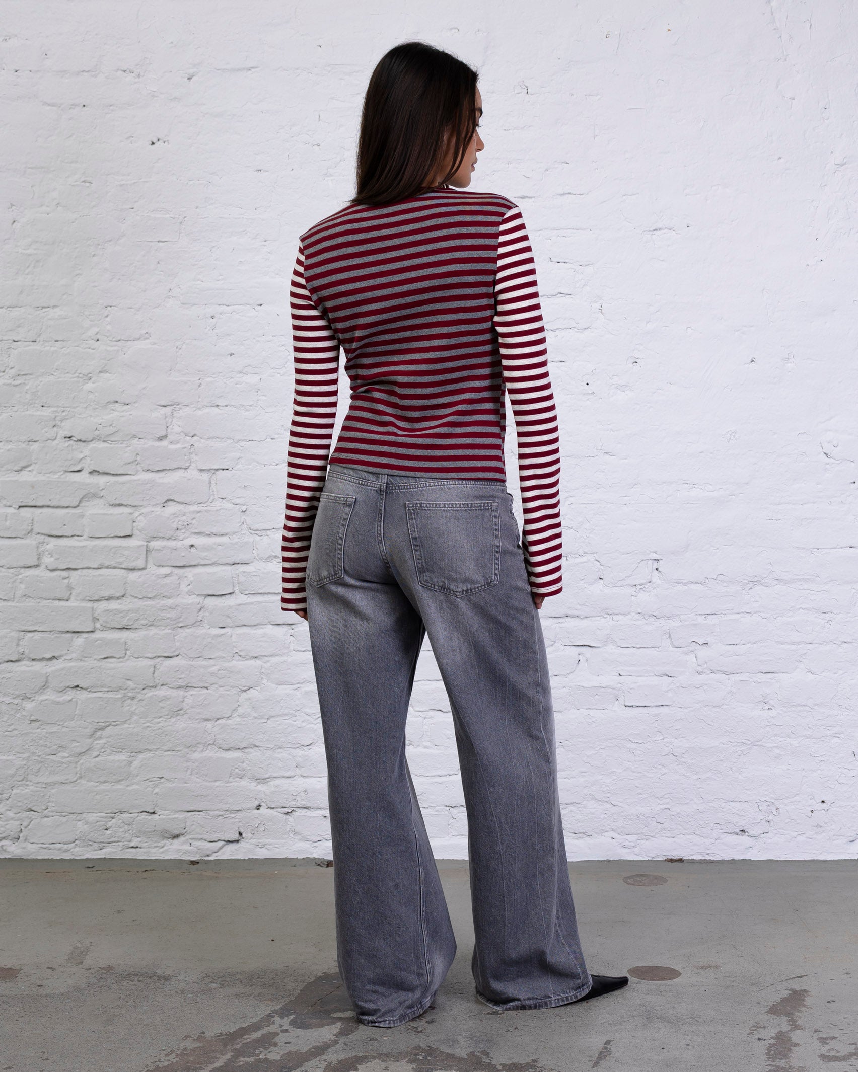 Gestreiftes Langarmshirt mit Farbmix