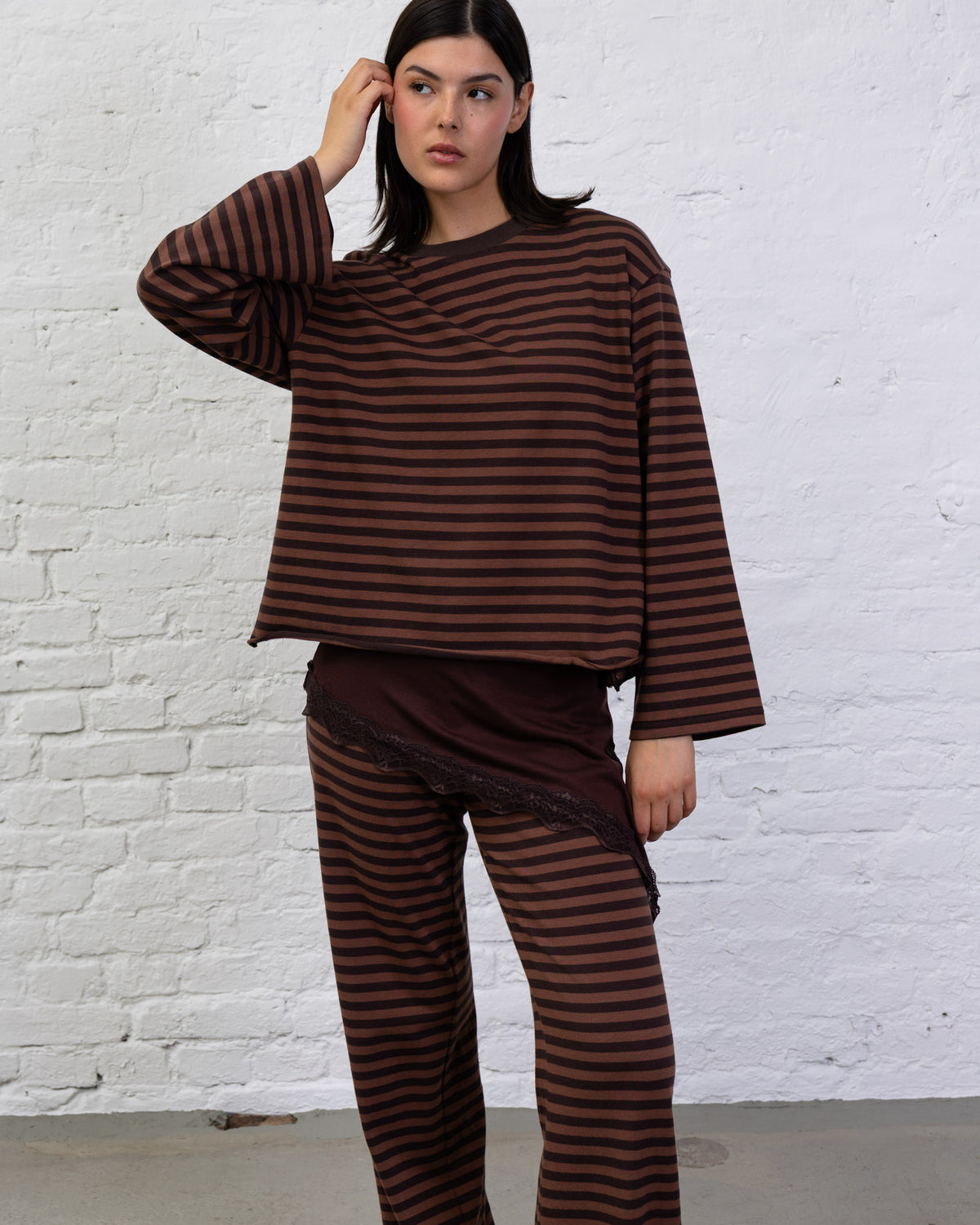 Oversize Langarmshirt mit Streifen