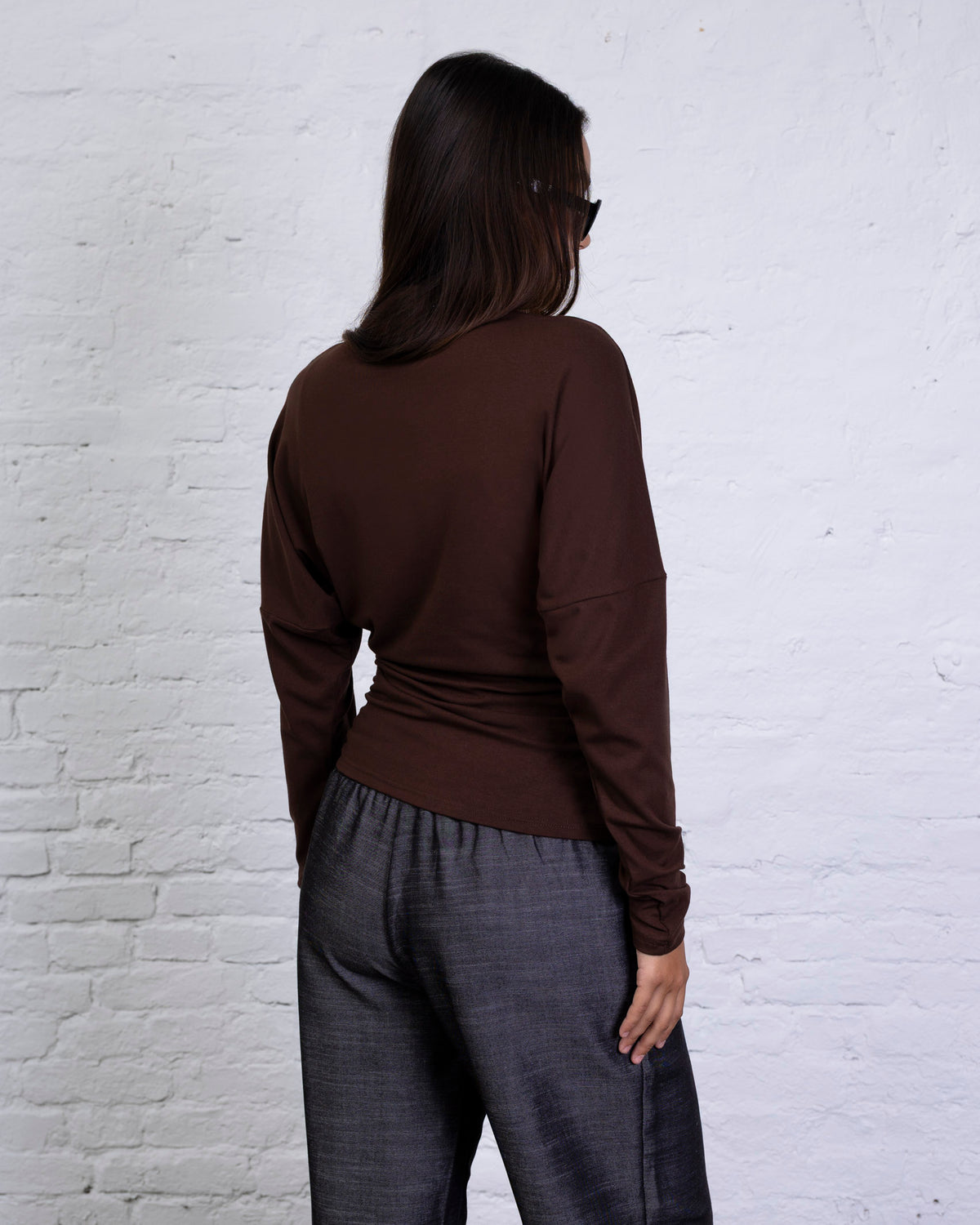 Langarmshirt mit geraffter Taille