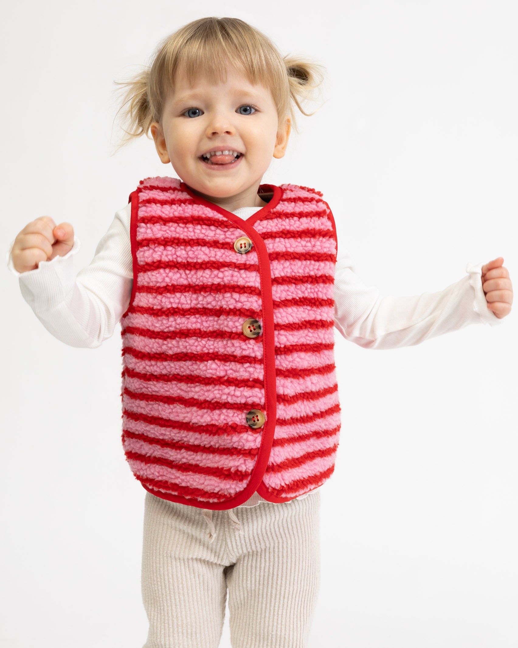 Gestreifte Teddy Kinderweste