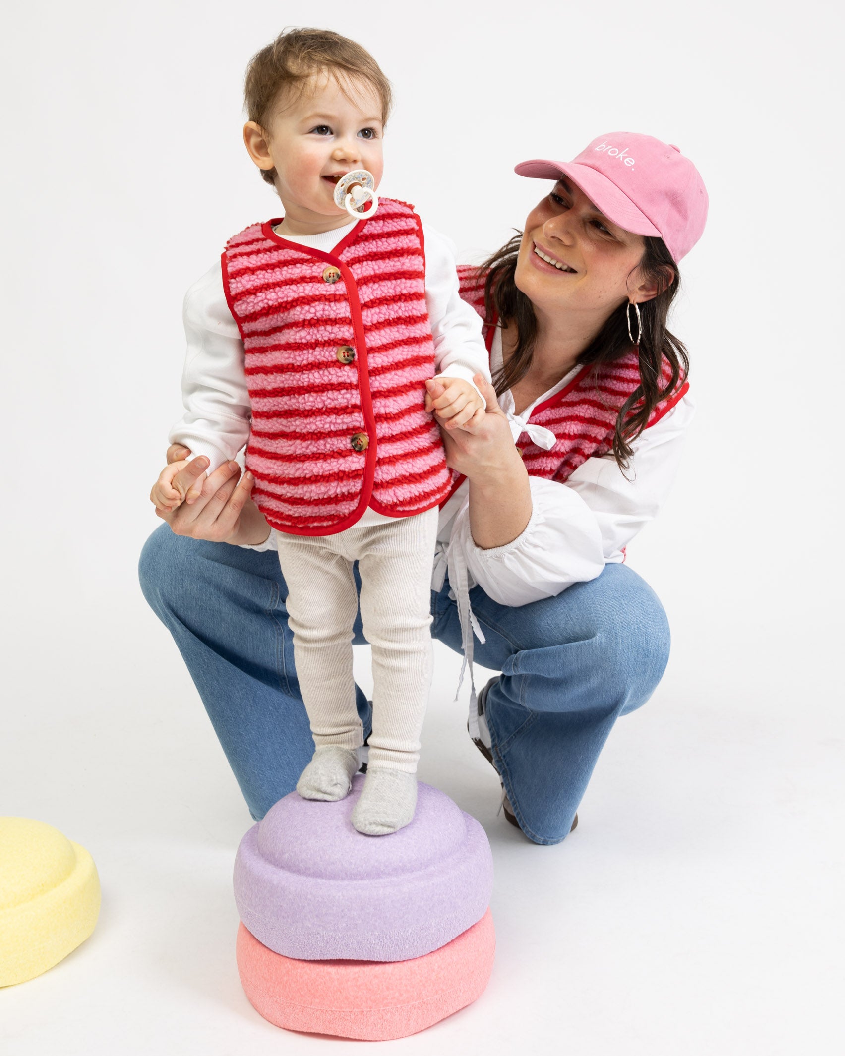 Gestreifte Teddy Kinderweste