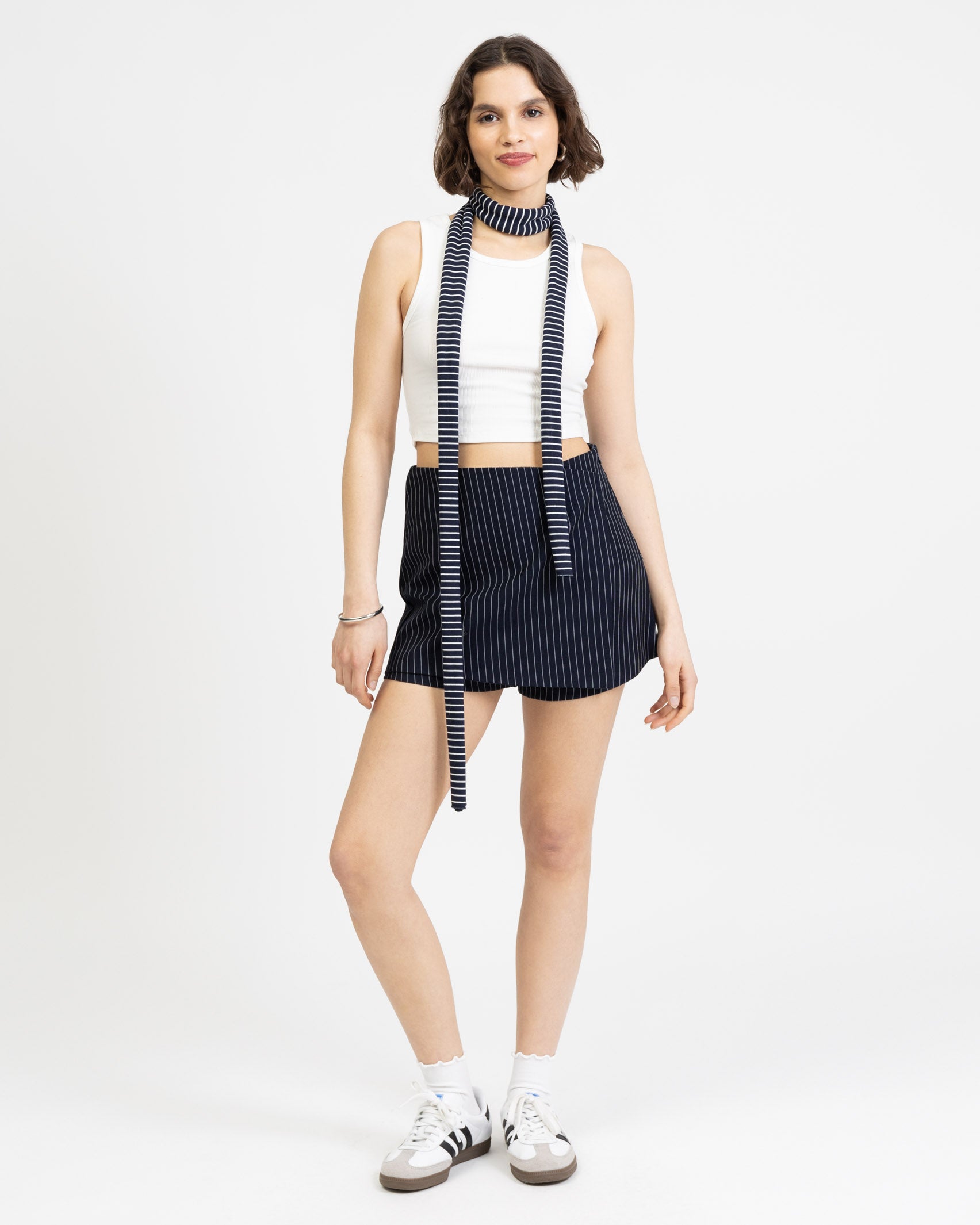 Gestreifter Skort in Wickeloptik