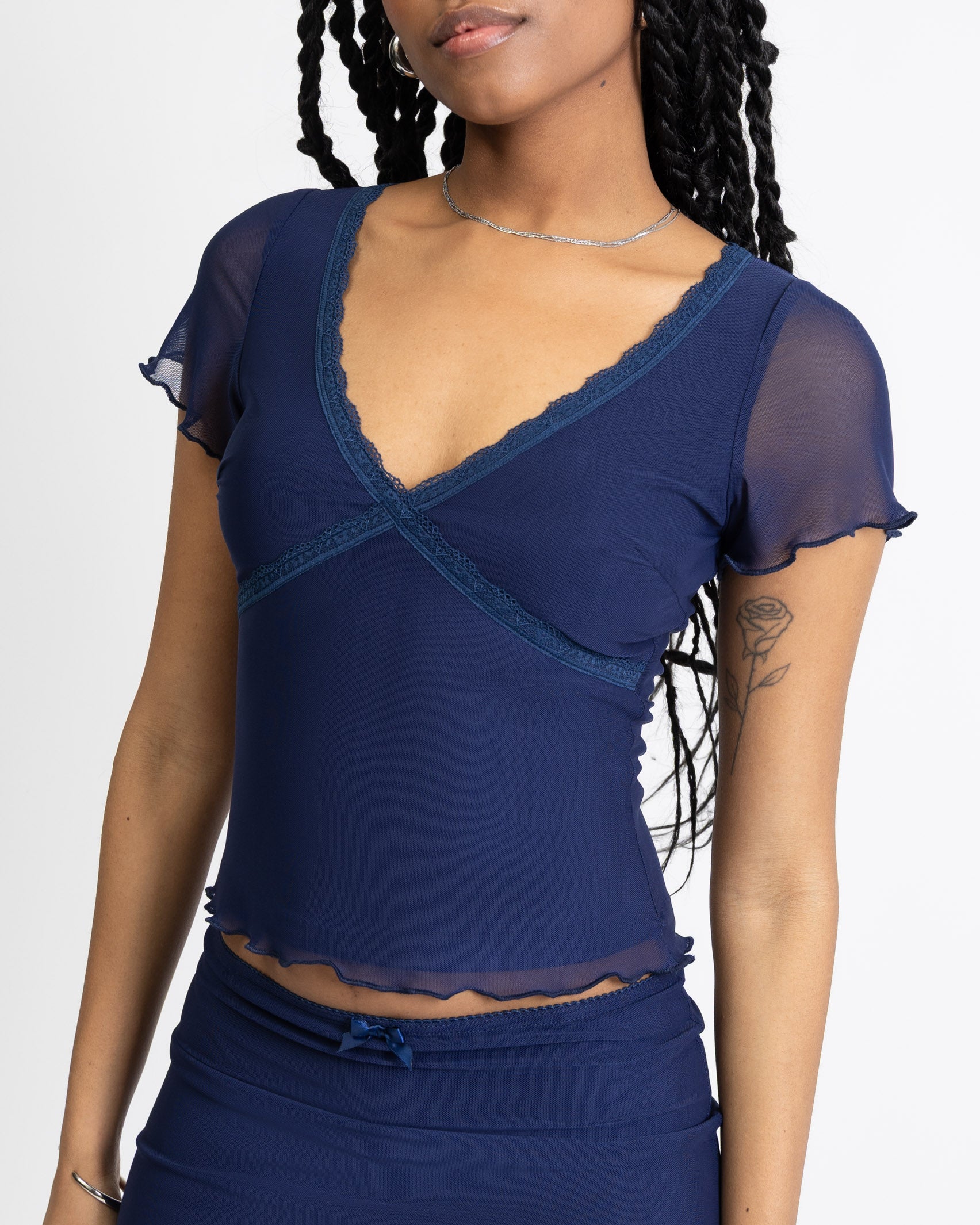 Mesh Shirt mit Spitzendetails