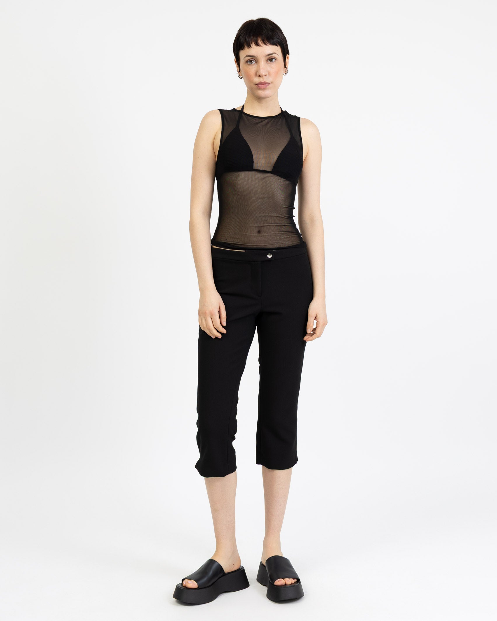 Einfarbiges Mesh Top