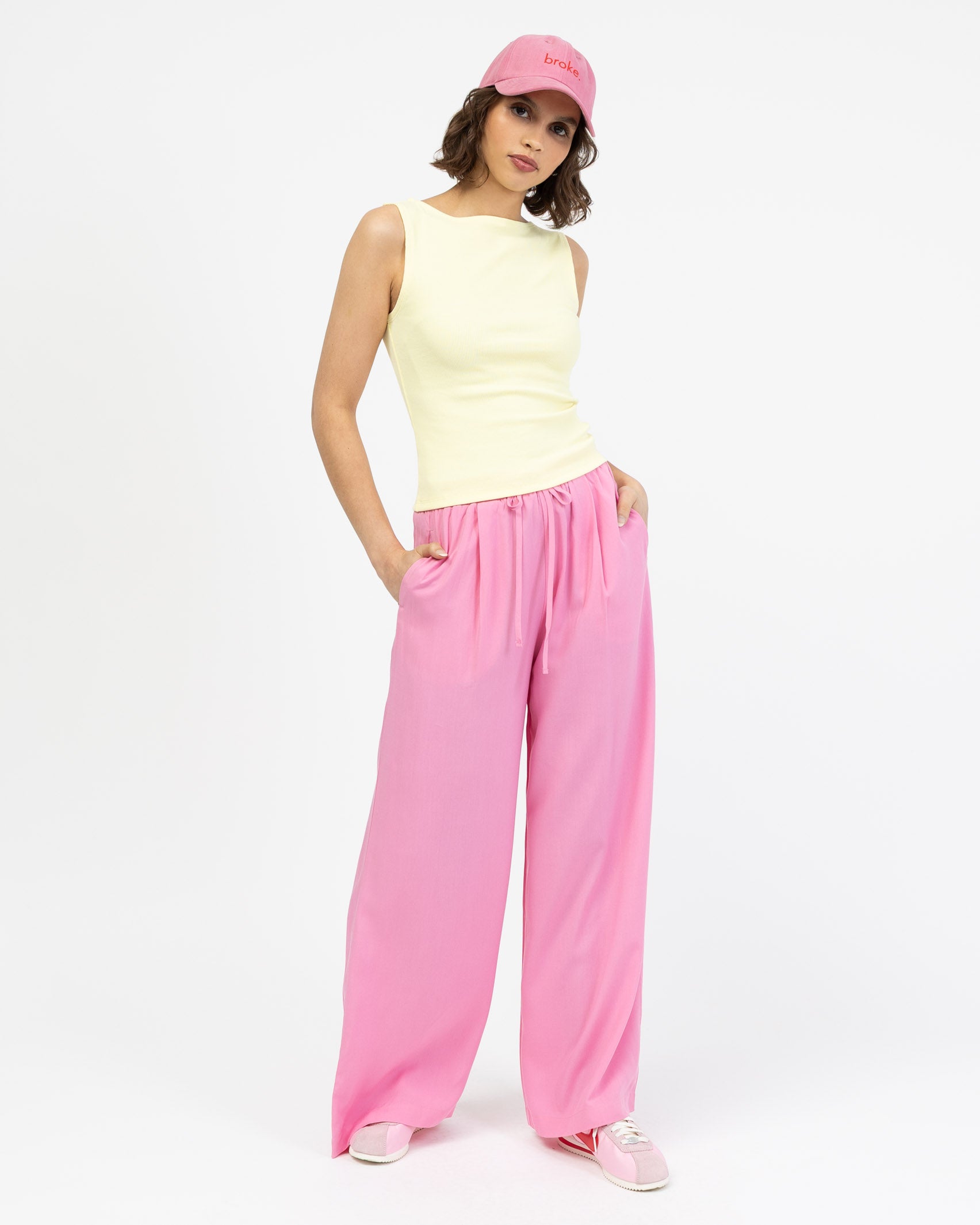 High-Waist Stoffhose aus Viskose