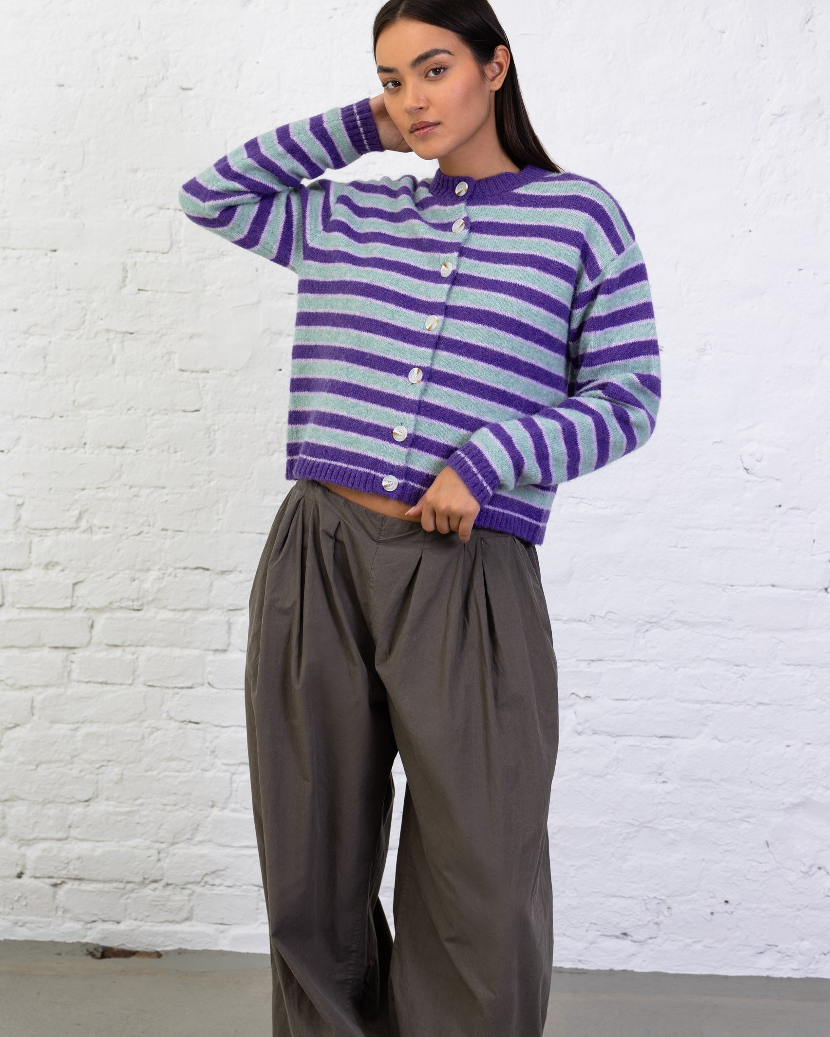 Strickjacke mit Streifen