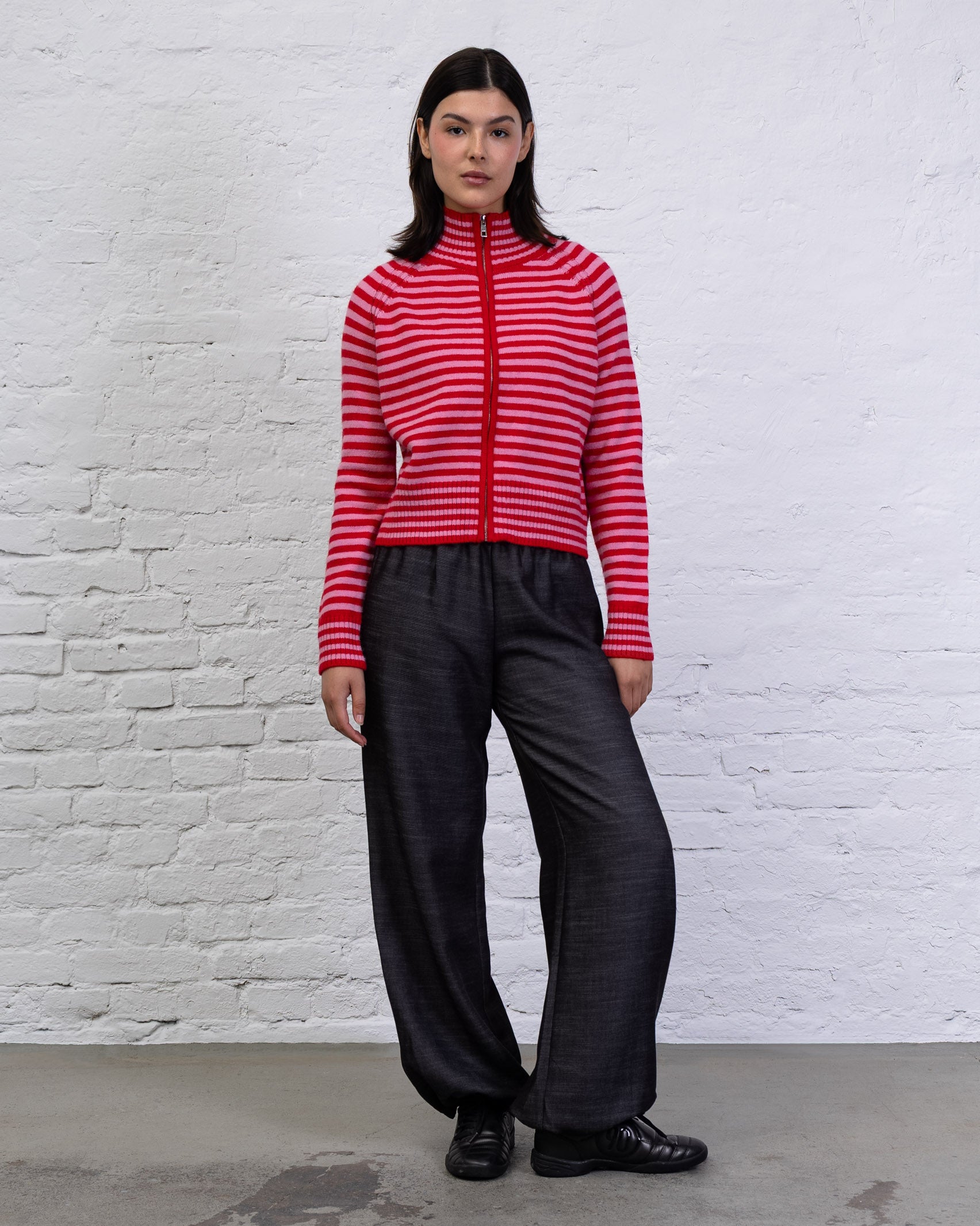 Strukturierte Strickjacke mit Streifen