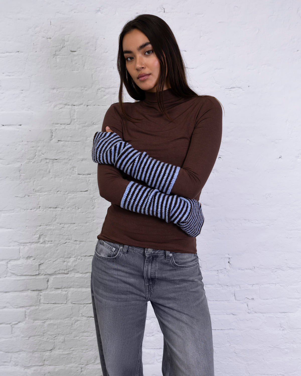 Gestreifte Strickstulpen