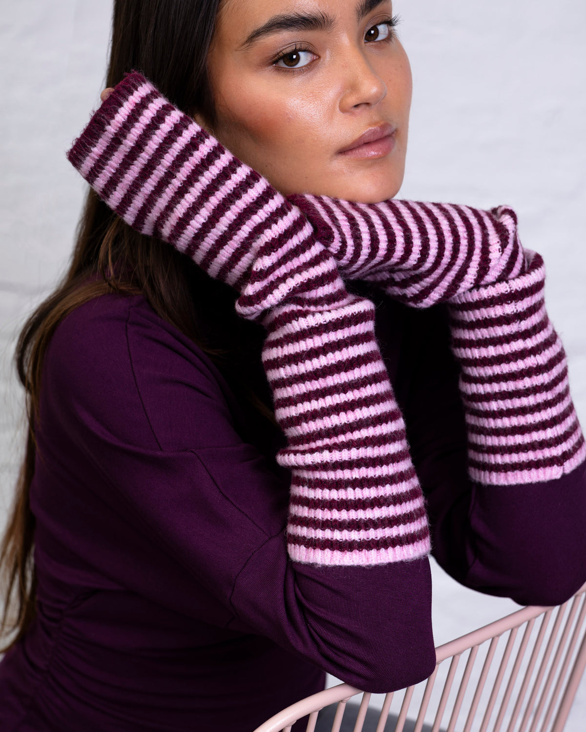 Gestreifte Strickstulpen