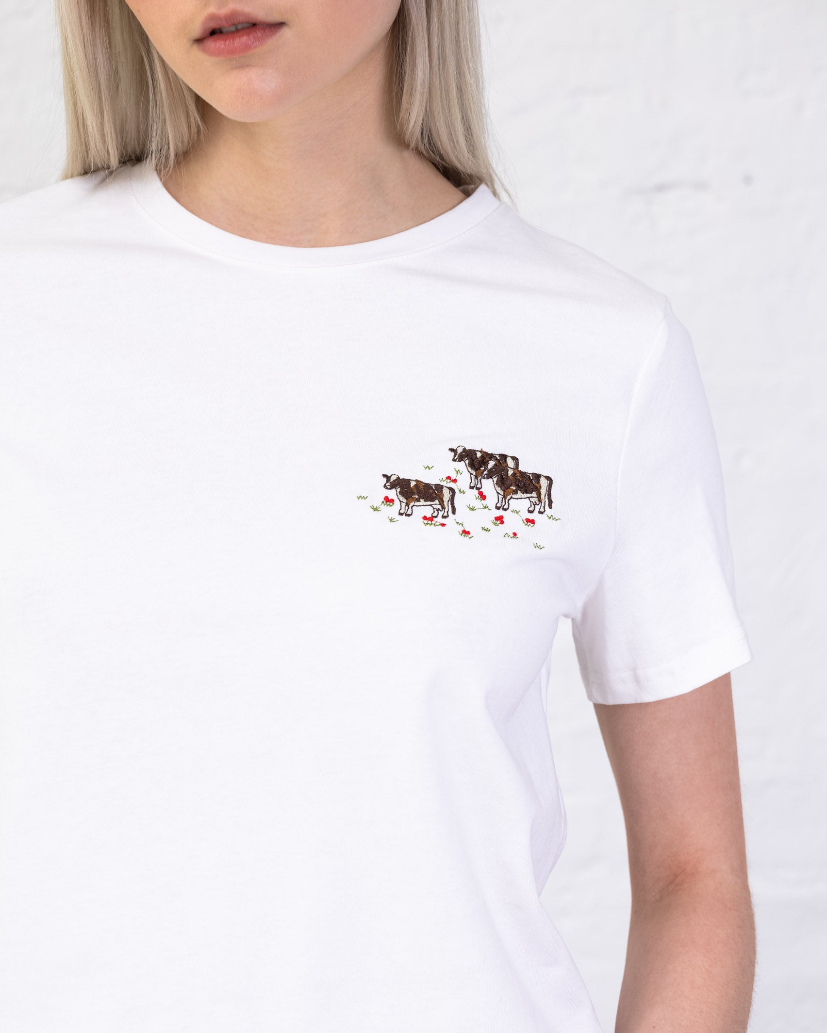 Shirt mit Kuh Stickerei