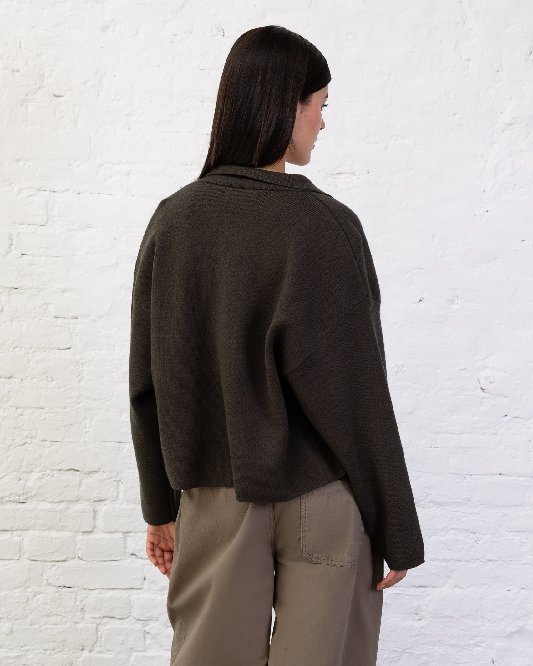 Kastige Strickjacke mit Reißverschluss