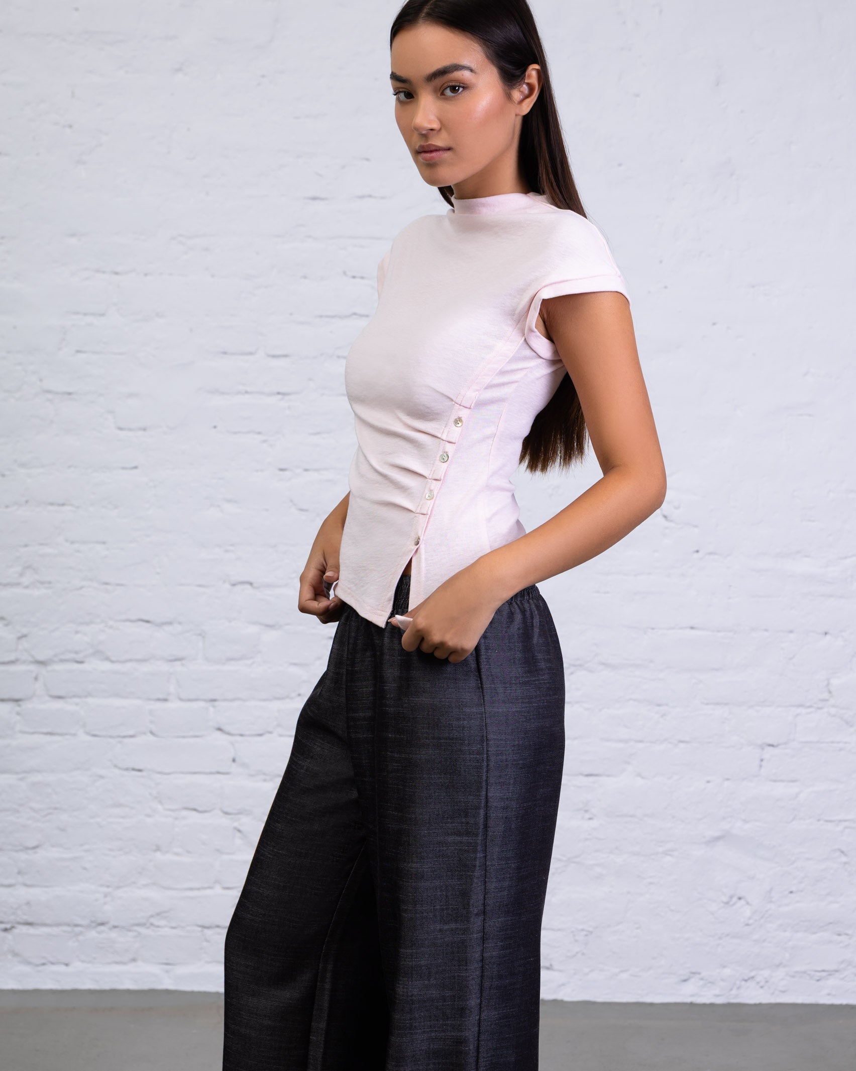 Shirt mit asymmetrischer Knopfleiste