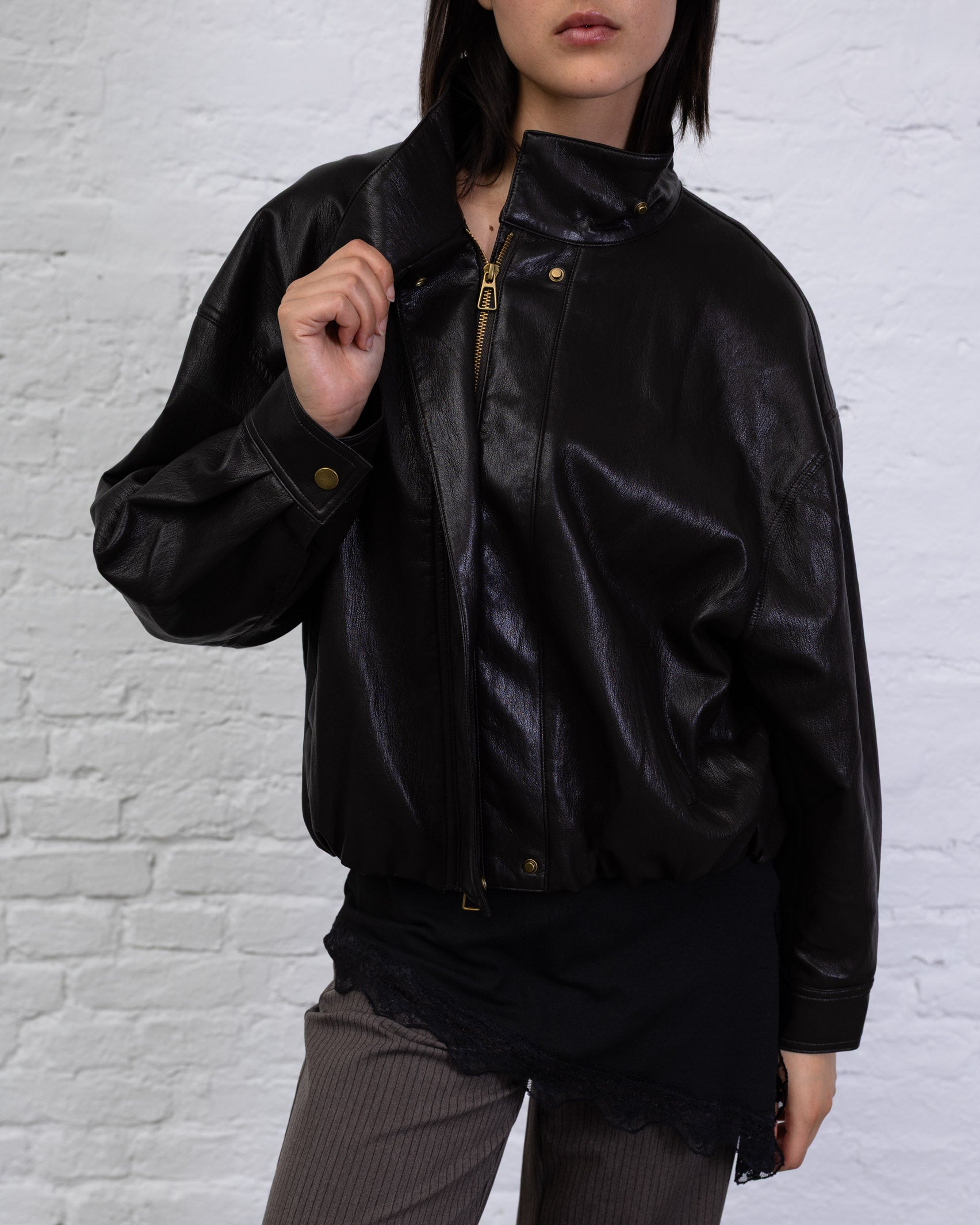 Bomberjacke aus Kunstleder