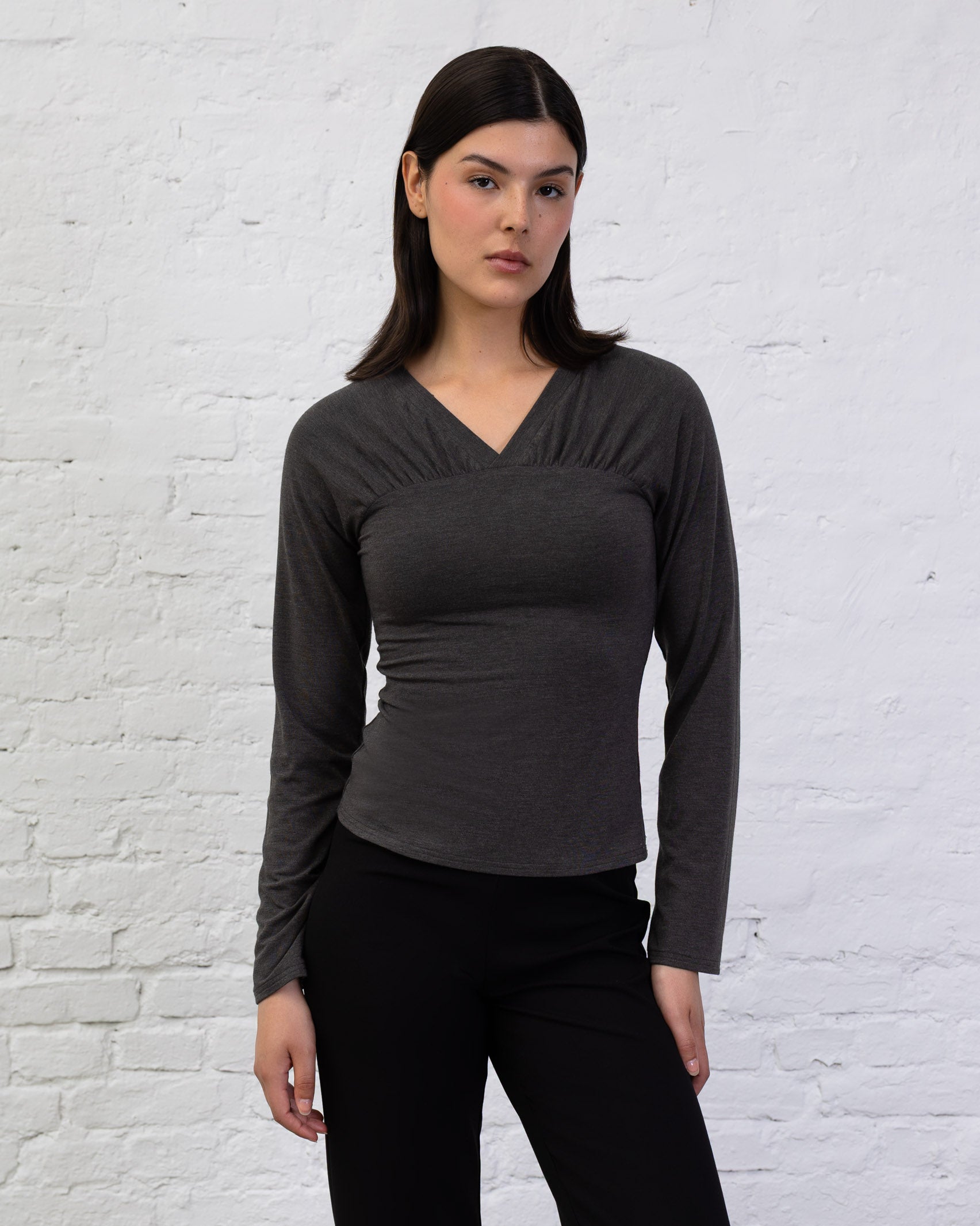 Langarmshirt mit Raffung