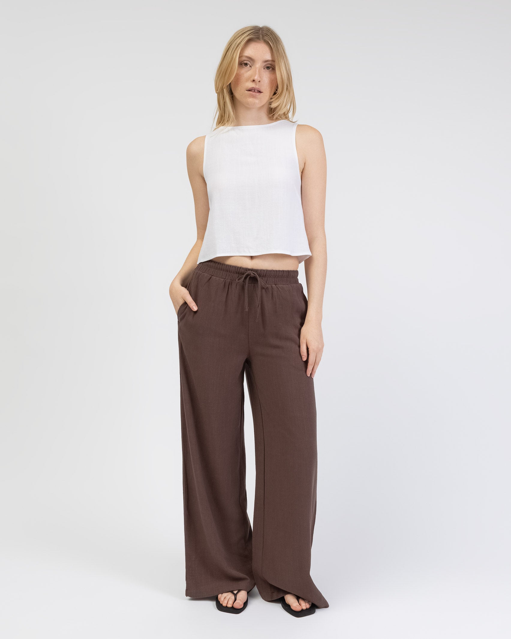 Lockere Hose aus Leinen-Mix