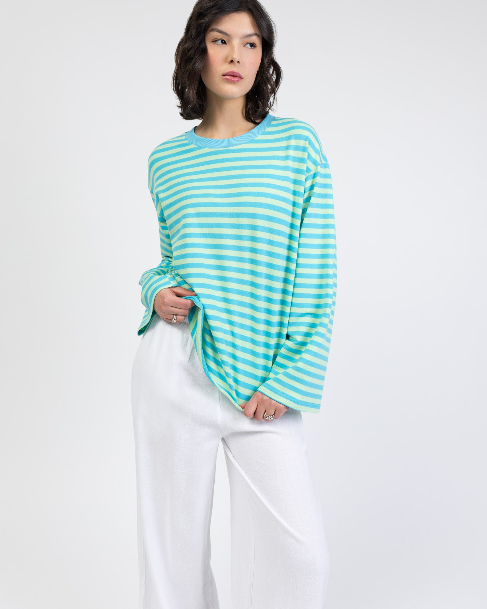 Oversize Longshirt mit Streifen