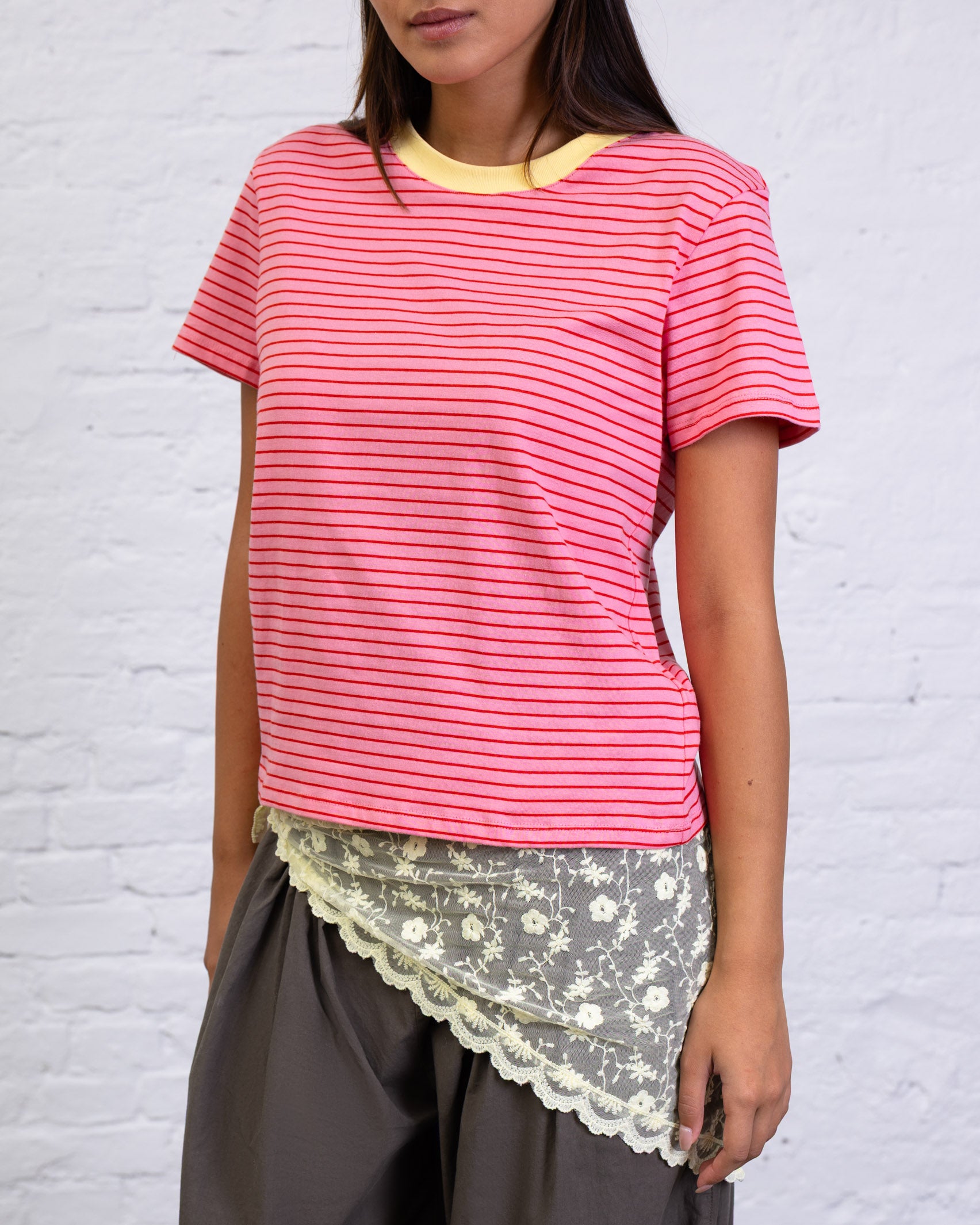 Gestreiftes Basic Kurzarmshirt