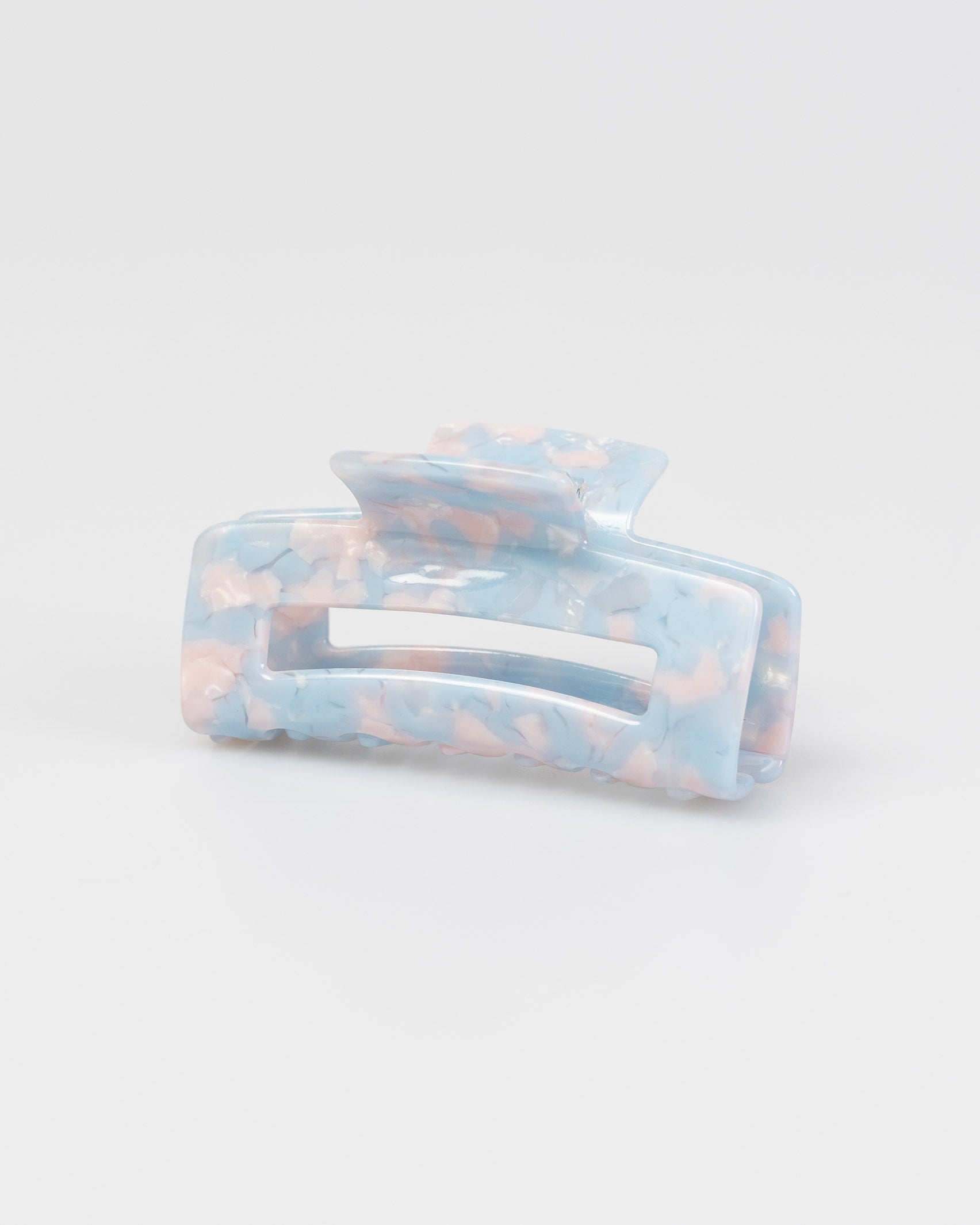 Eckiger Haarclip in Blau und Rosa
