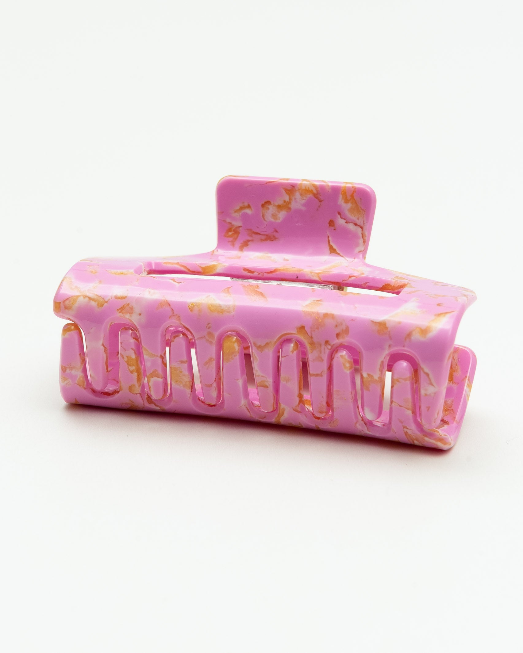 Mittelgroßer, marmorierter Haarclip in Rosa - Broke + Schön