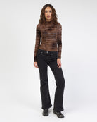 Body mit Schlangenprint aus Samt