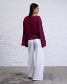 Bluse mit Bindebändern aus Leinen-Mix