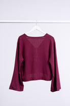 Bluse mit Bindebändern aus Leinen-Mix