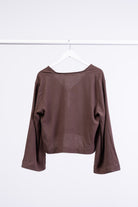 Bluse mit Bindebändern aus Leinen-Mix