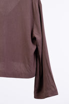 Bluse mit Bindebändern aus Leinen-Mix