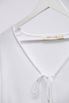 Bluse mit Bindebändern aus Leinen-Mix