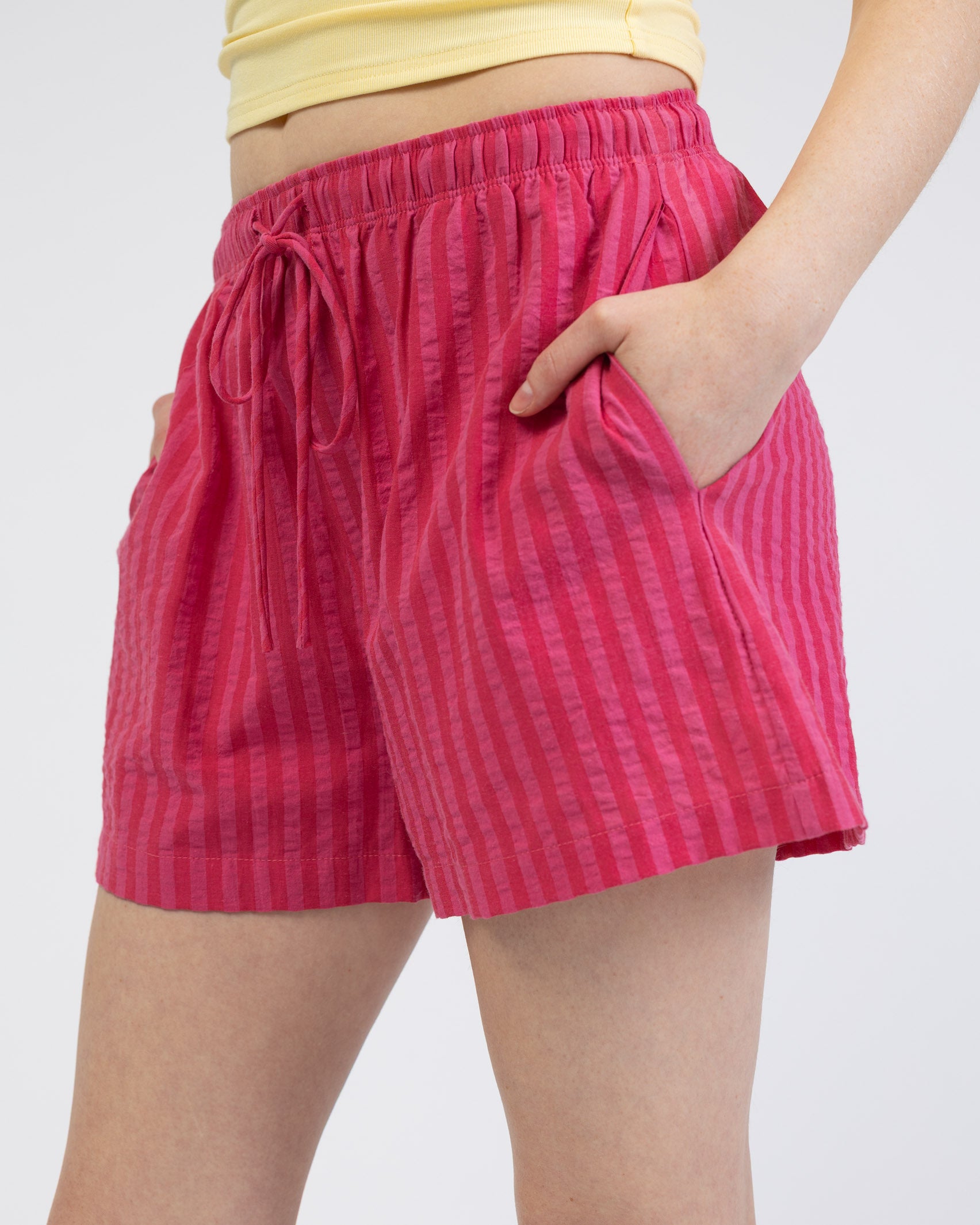 Pink Rot gestreifte Shorts