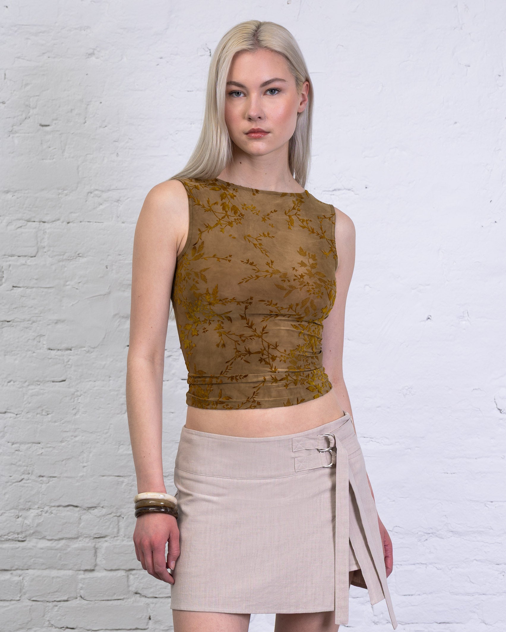 Boatneck Top mit floralem Muster