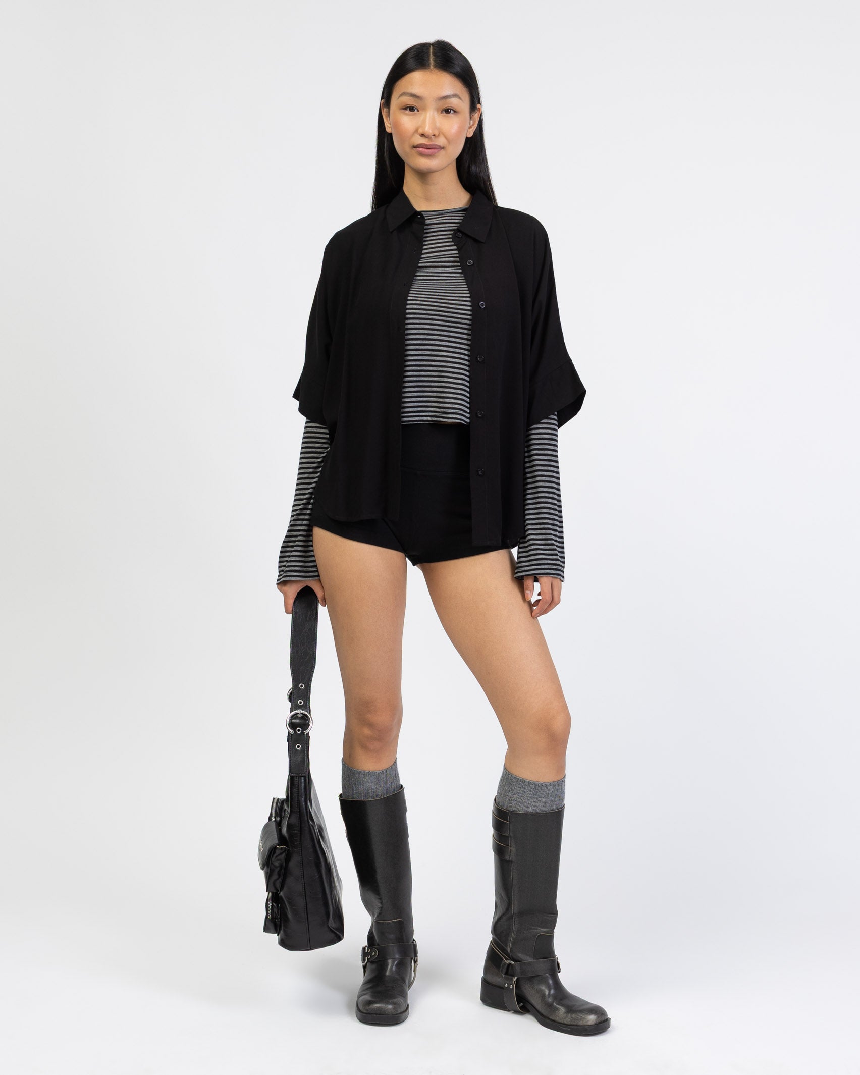 Weite Kurzarm Bluse