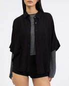 Weite Kurzarm Bluse