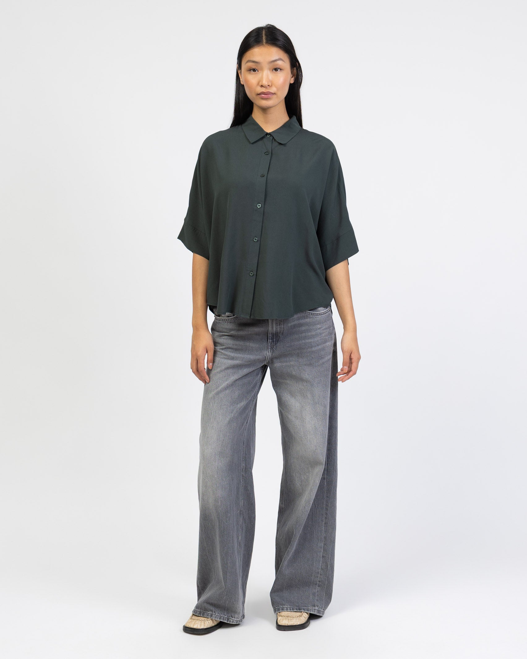 Weite Kurzarm Bluse