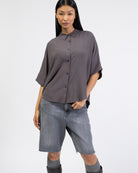 Weite Kurzarm Bluse