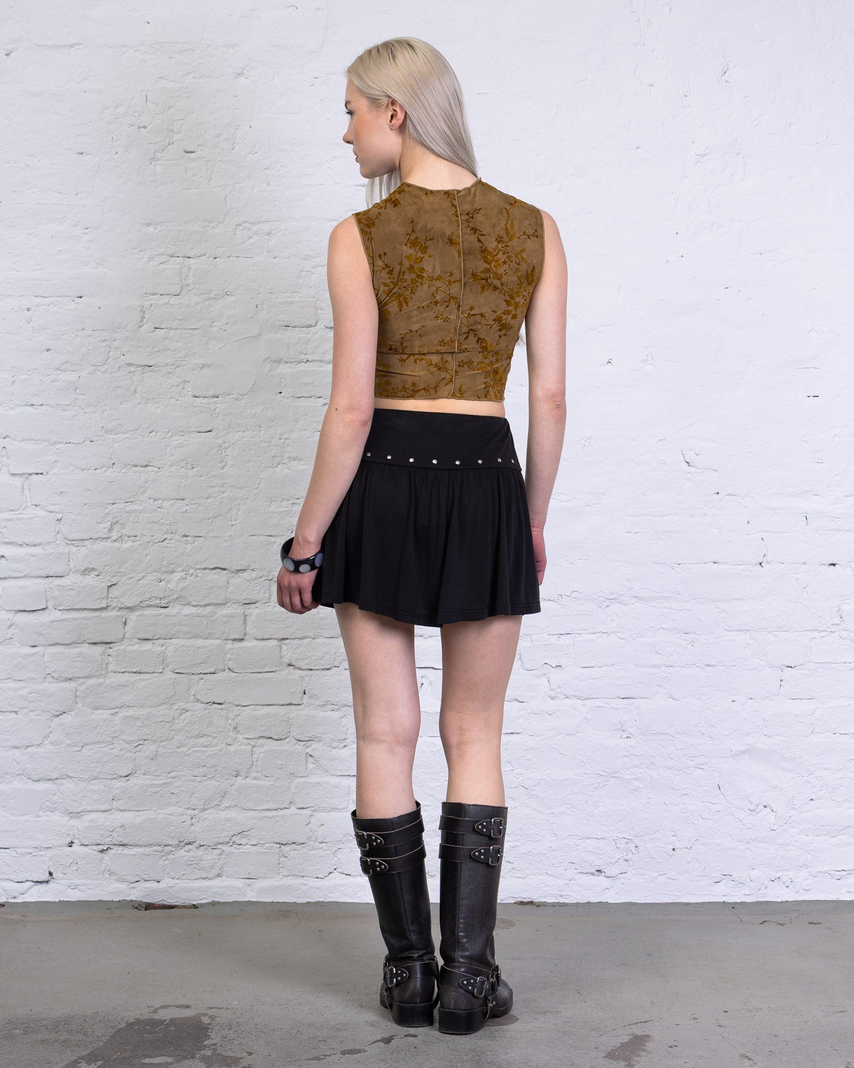 Top mit floralem Print aus Samt