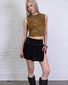 Top mit floralem Print aus Samt